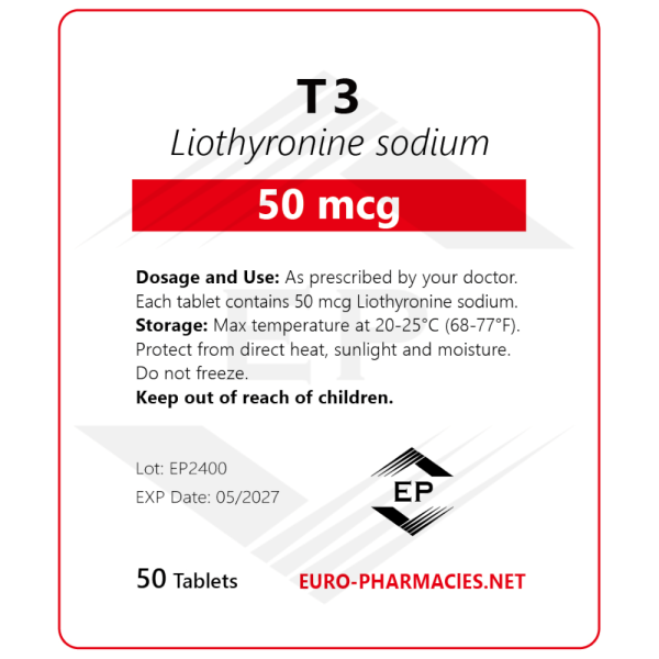 T3 - 50mcg/tab -50 tab/bag - Euro Pharmacies - USA Domestic